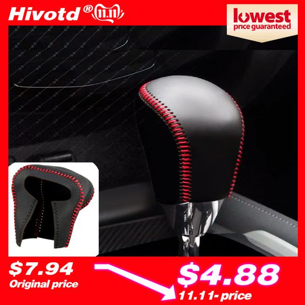 

hivotd for c-hr chr protective sleeve cover leather gear stick shift knob cover gear shift collars interior accessories