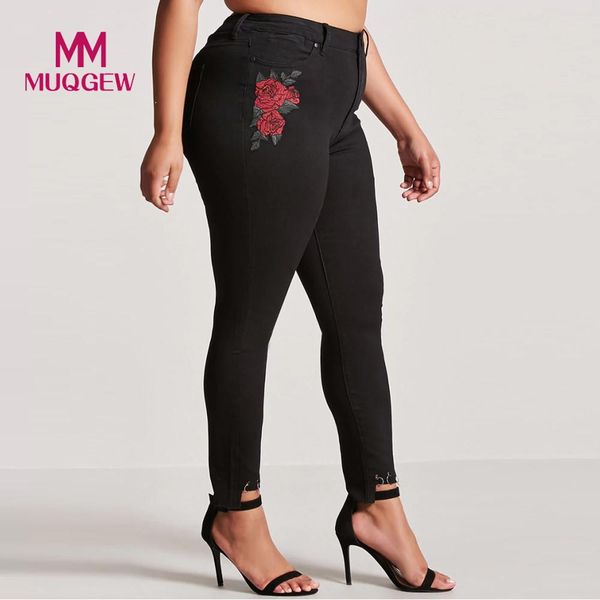 

women stretch denim distressed ripped women's high waist jeans freyed slim fit pocket jeans trousers with embroidery#g8, Blue