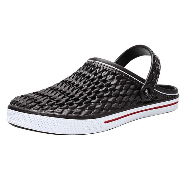

men pool sandals summer slippers outdoor cholasbeach shoes men slip on garden casual shower out breathable flats sandals#313, Black