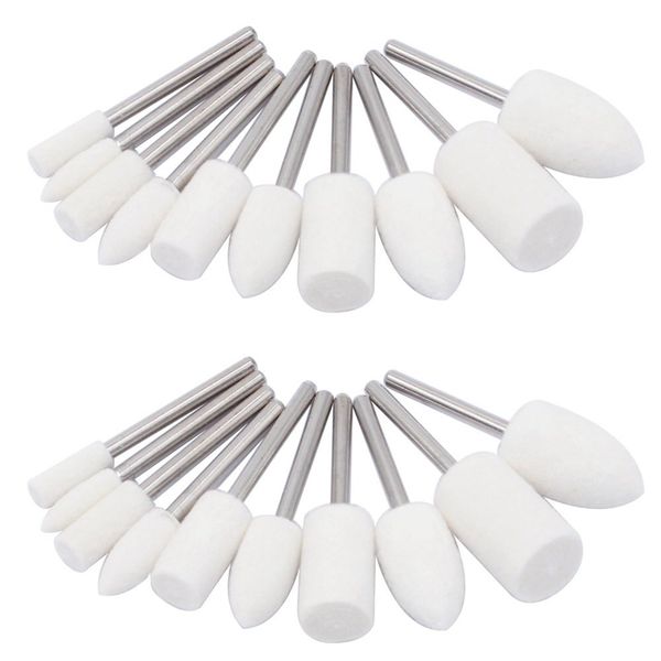 

20pcs wool felt mounted mandrel polishing buffing wheels grinding bits grinder head polish watch jewelry rotary tool accessori
