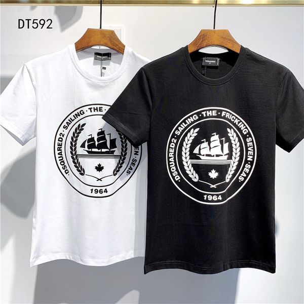 

2020 ss new arrival d2 clothing men's t-shirts print tees short sleeve m-3xl dt592, White;black
