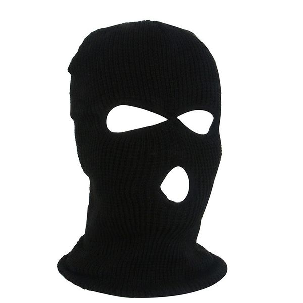

3 hole ski face masks winter cap balaclava hood motorbike motorcycle full face cycling sports outdoors ing, Black