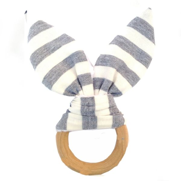 

wooden toddler safety chewie teether rabbit ear sensory toy baby teether