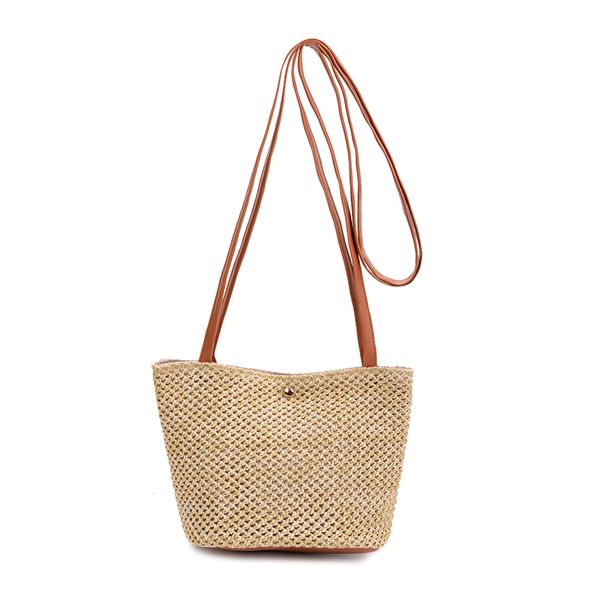 

boho style women shoulder bag idyllic woven basket luxury straw bags street shopping casual women messenger bags khaki christmas