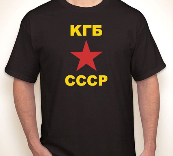 

kgb star russia/russian security/ soviet union black t-shirt 2019 men's fashion color fashion o-neck casual, White;black