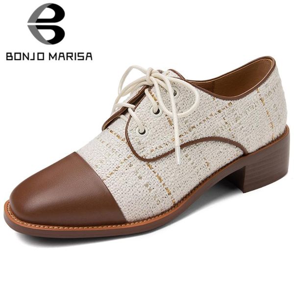 

bonjomarisa 2020 spring new trendy patchwork pumps office genuine leather pumps women med heels dress shoes woman, Black