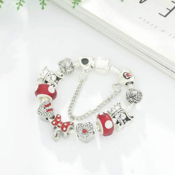 

16-21cm 925 silver charms fit for pandora european bracelet charm bead accessories diy wedding jewelry with gift box for girl christmas, Golden;silver