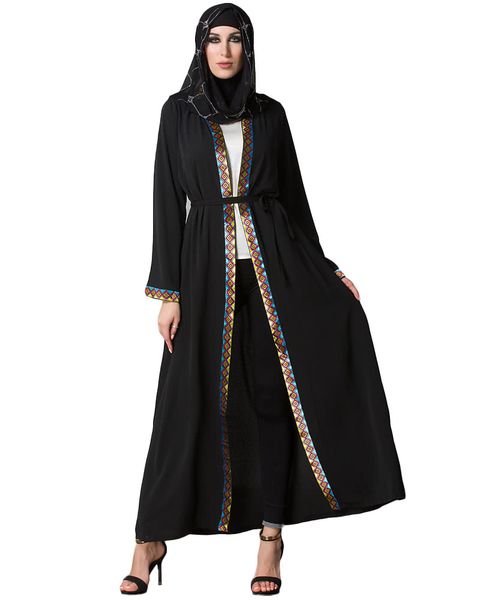 

vintage muslim women dresses arabia middle east long muslim trench coat plus size retro spliced long sleeve maxi robe black g9441b-xl, Red