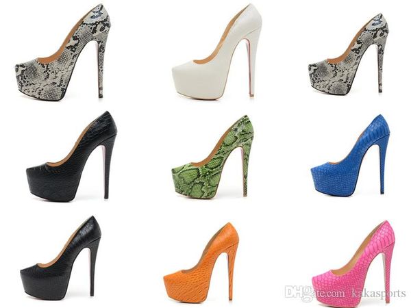 

new women's 16cm high heels fashion red bottom evening platform pumps, ladies design wedding dress shoes black snake leather toe sandal