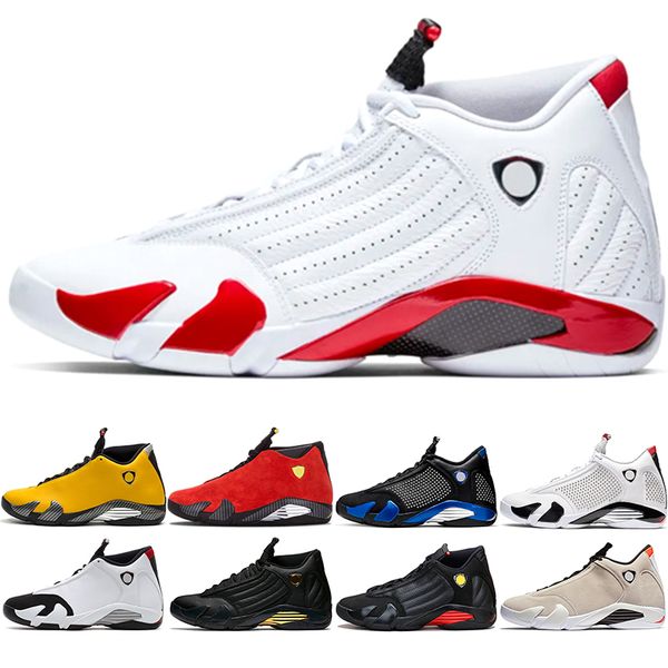 

new 14 candy cane 14s men basketball shoes yellow red black white mens designer trainer sports athletic sneakers size 41-47, White;red