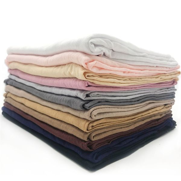 

jersey scarf women solid color elasticity cotton shawls elegant modest muslim hijab scarf large size good quality scarves shawl