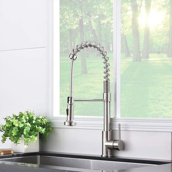 

foreign trade kitchen pull sink sink rotating two functions and cold quick pull copper faucet