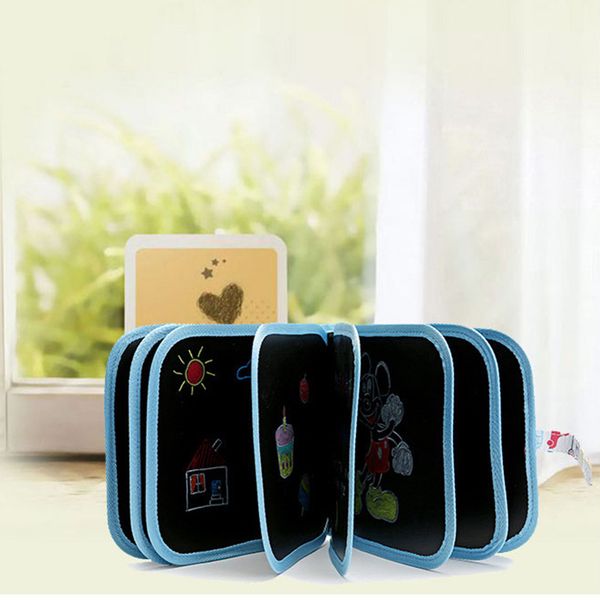 

children's sketchpad graffiti writing blackboard portable double-sided blackboard erasable 12pcs chalk painting book, Black;red