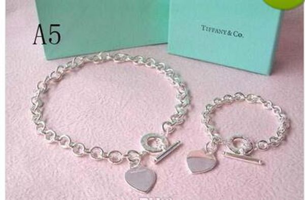 

Free Shipping 2018 Hot Tiffany925 Silver fashion jewelry necklace and bracelet original packaging gift boxes 925 Set HOT