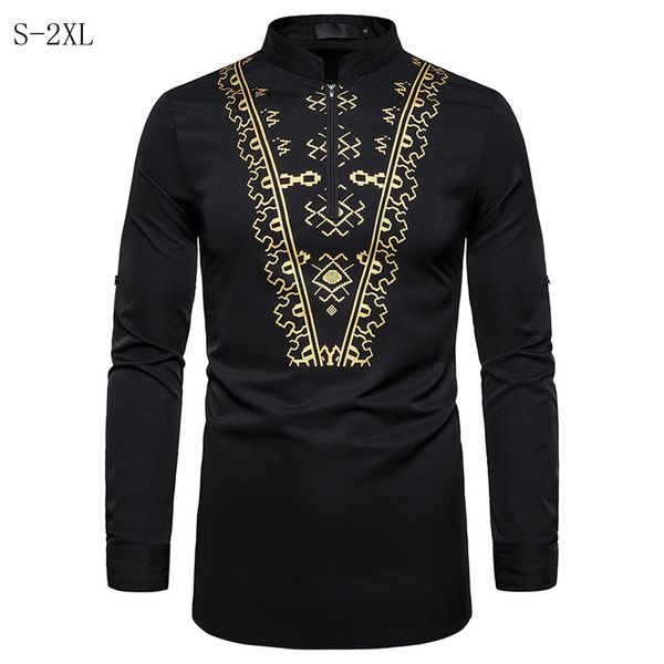 

autumn men's fashion leisure african style printing long-sleeved shirt blouse winter style fashion work clothes leisure, White;black