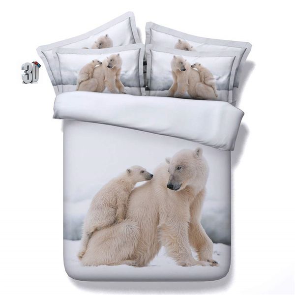 150x200cm 3d Printed Polar Bear Bedding Sets Animal Duvet Cover