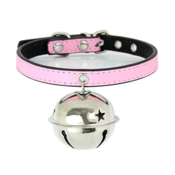

pure color pet supplies collars pu fabric decoration stock small dog big bell cat dog collar j21