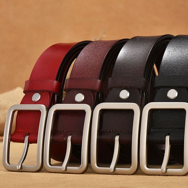 

japanese buckle women's leather casual wide jeans belt cowhide decoration simple all-match fashionable jeans belt, Black;brown