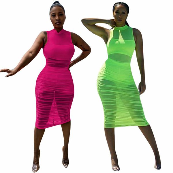 

women summer mock neck sleeveless lace mesh sheer see through fluorescent green crochet swimwear bathing suit beach dress, Black;gray