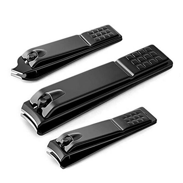 

3pcs set black stainless steel nail clipper 3 style cutting trimmer toe tool4239392