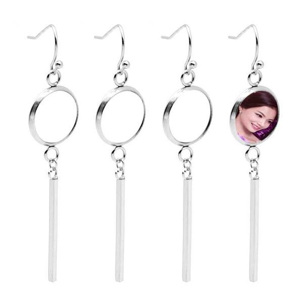 

sublimation dangle earrings for woman stainless steel drop earring transfer printing consumables 18mm 20mm 25m, Silver