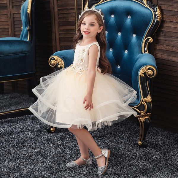 

2020 девушки летнее платье бальное платье вечернее платье детские платья малыш девушка без рукавов вышивка принцесса платье вечернее платье#, Red;yellow