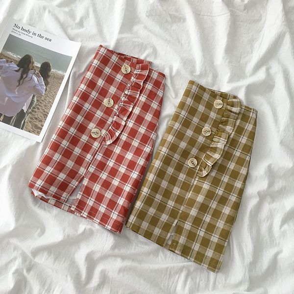 

2020 summer korean-style girls wear high waist plaid mini skirts women, Black