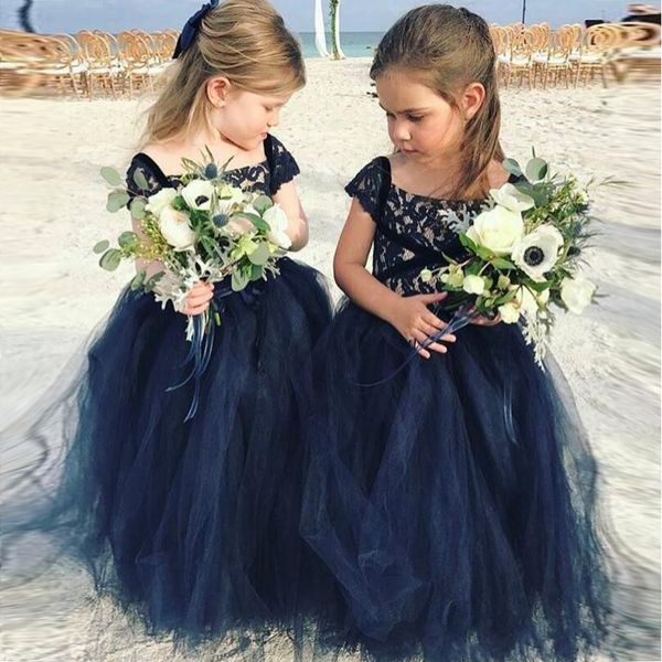 

new navy blue lace arabic flower girl dresses ball gown tulle child wedding dresses vintage little girl pageant dresses