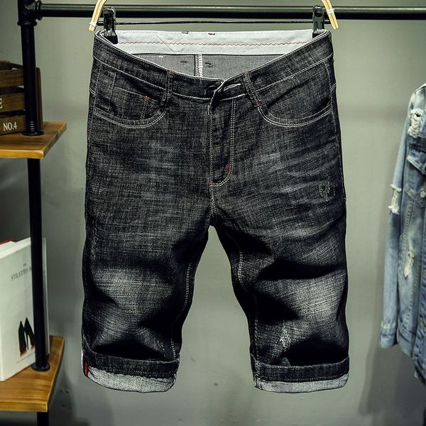 

jeans short men casual shorts male jeans short men's jean homme denim slim fit pants straight summer breathable fashion new, Blue