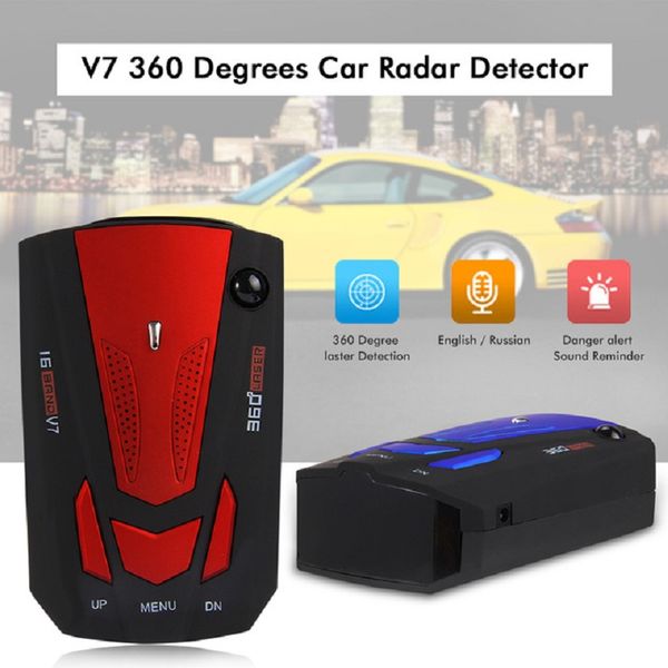 

v7 car 360 degrees 16 band with led display anti speed voice alert russian/english for car