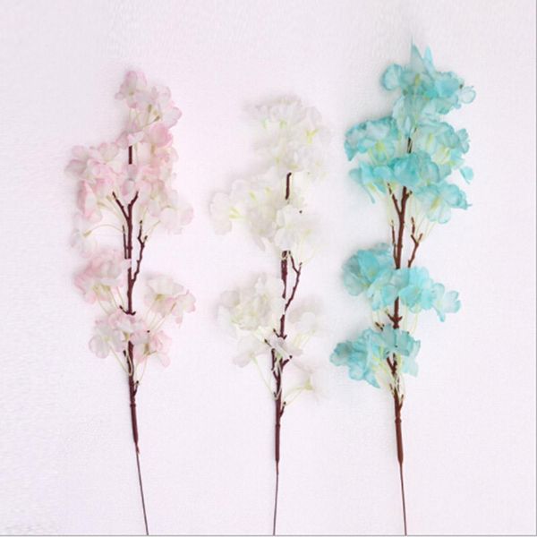 

5 color plastic& silk artificial cherry flowers decorative flowers for wedding diy peach blossom cherry plum branch decorative f