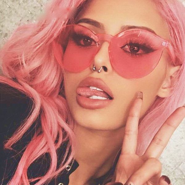 

fashion transparent glasses shades sun glasses women sunglasses rimless frame brand men shades sun 10 colors, White;black
