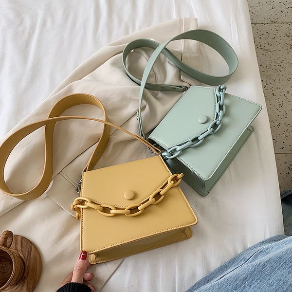 

толстые цепи дизайна малых pu кожа crossbody сумка для женщин 2020 летнего красочного женщины плеча сумки дама сумки