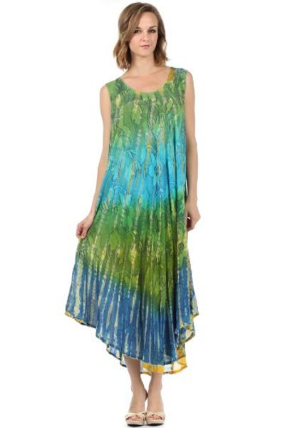 

sakkas ombre floral tie dye tank sheath caftan dress, Black;gray