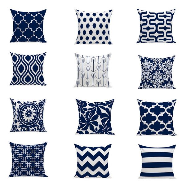 

baolifu navy blue geometric decorative cushion cover 45*45cm home decor velvet pillow cover for sofa home decor pillows case