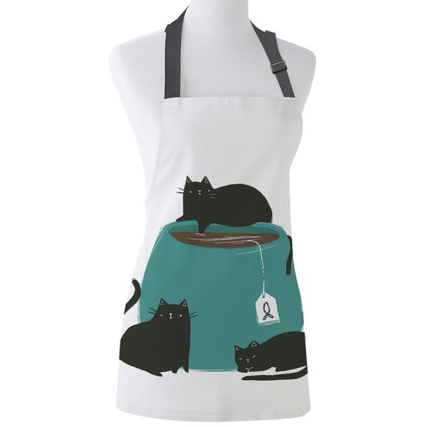 

kitchen apron three black cats on the cup adjustable bib canvas aprons for women cooking baking restaurant kids apron pinafore