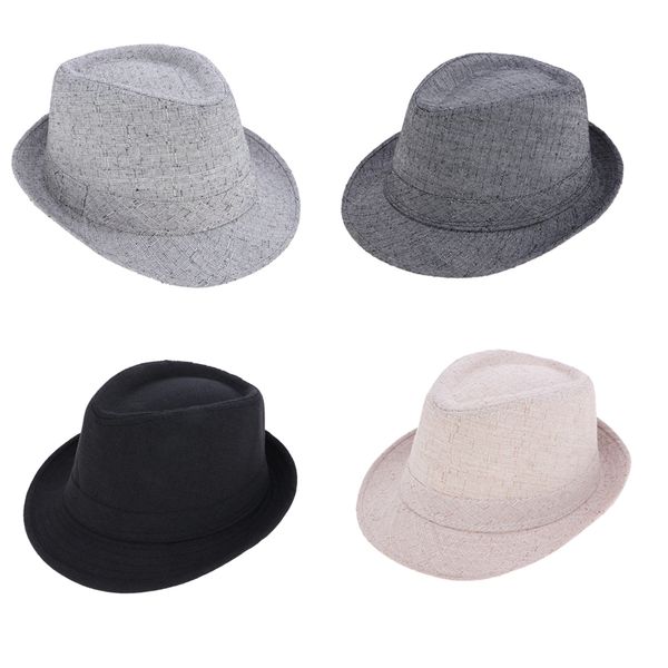 

classic manhattan structured gangster trilby fabric fedora hat, Blue;gray