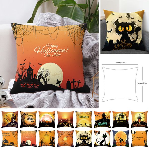 

didihou 16 styles halloween cushion cover black cat castle letter throw pillowcase printed decorative pillow case sofa bedroom