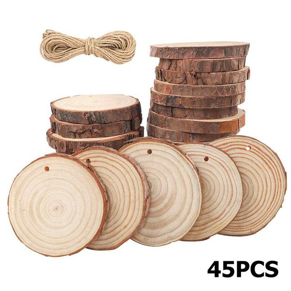 

45pcs diy wood chips wood christmas tree ornaments props diy kids painting decor craft tags christmas decorations for home #3n20