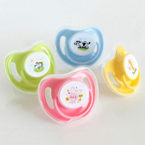 

new baby round and flat nipples cotton animals printing silicone pacifiers safe food grade cute baby pacifiers