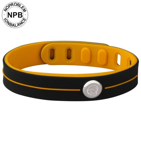 

noproblem fashion smart 3000ions waterproof sports rubber power health choker tourmaline germanium band bracelet, Golden;silver