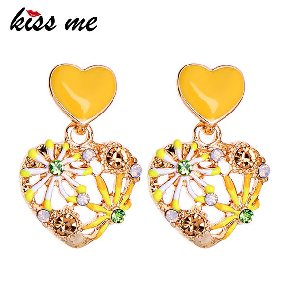 

kissme heart earrings lovely fashion enamel rhinestone dangle earrings women jewelry accessories, Silver