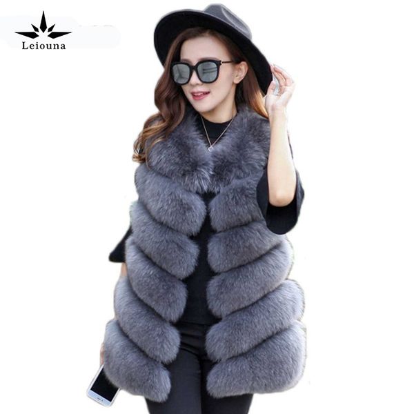 

women's fur & faux leiouna thick warm mink o-neck fashion womens sleeveless coats vest long 2021 winter women coat, Black