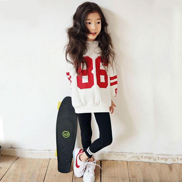 

2019 spring children's sweatshirts cotton girls pullover fashion kids girls long sleeve t-shirt letter casual sweatshirts, Black