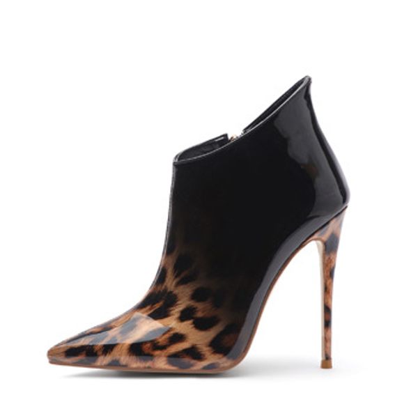 

moraima snc 2019 new fashion leopard gradient pointed toe fashion lady short boots super thin heels summer woman ankle boots, Black