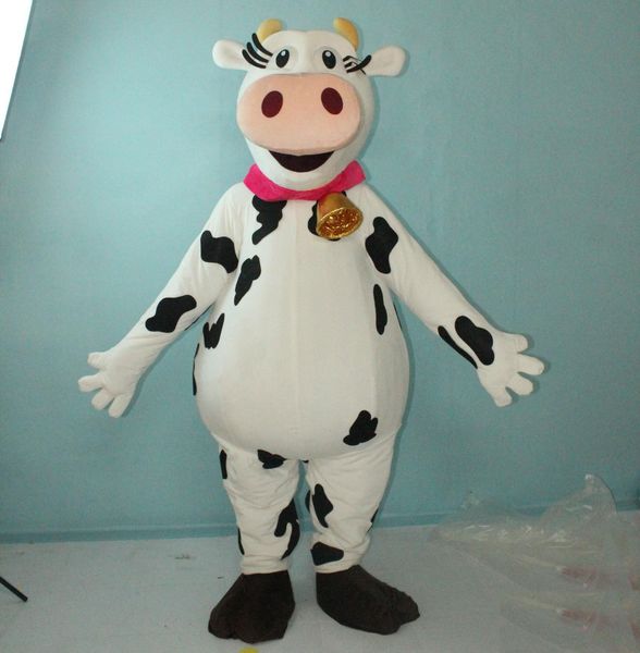 

2019 milk cow mascot costume milkcow fur suit for adults to wera, Red;yellow