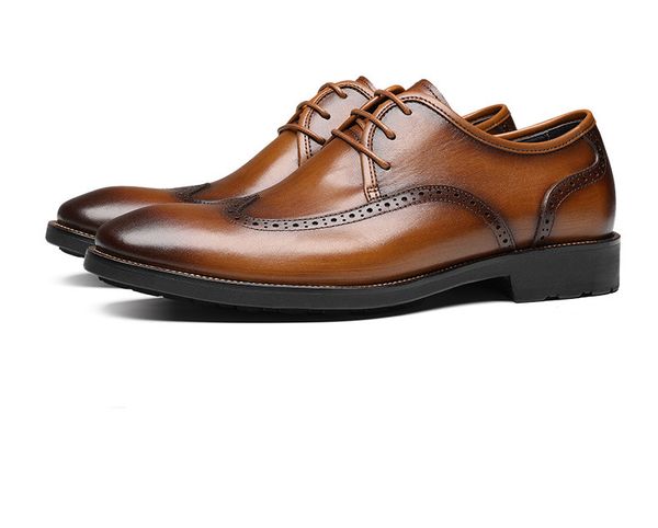 

fashion brown / black oxfords mens business shoes genuine leather wedding formal dress shoes male social