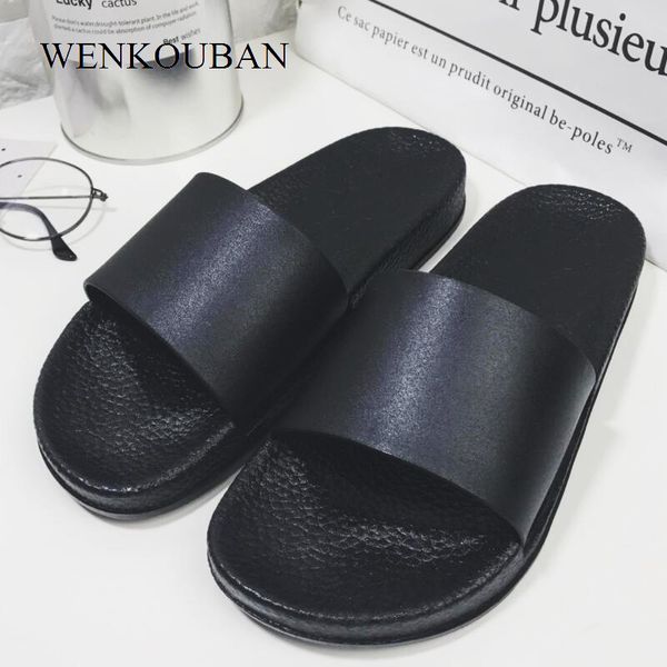 

black slides women slippers summer beach shoes bathroom flat sandals indoor female casual shoes zapatos mujer size 36-45