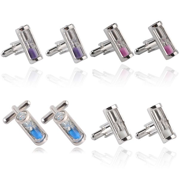 

luxury hourglass cufflinks for mens brand cuff buttons sliver cufflinks tie clips shirt cuff links party jewelry, Silver;golden