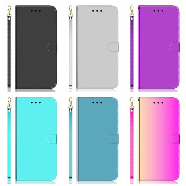 Mirror Surface Leather Wallet Cases For Iphone 14 Pro MAX For Samsung Galaxy A33 5G A53 A73 A23 M23 F23 M53 M33 Gradient Holder Card ID Flip Cover Phone Book Stand Purse